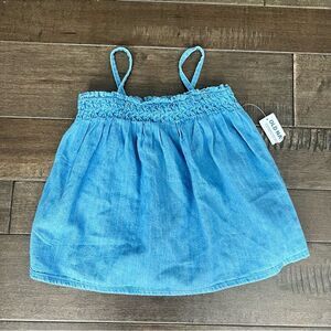 Old Navy Blue Denim Chambray Top Tank Spaghetti Strap Cami 4T